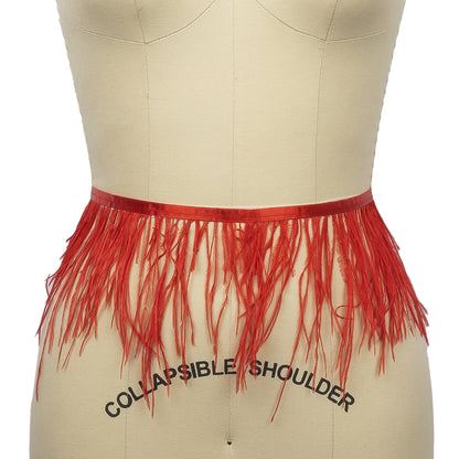 Ostrich Feather Fringe Trim 5" Single Ply - Red - Aviana Collection