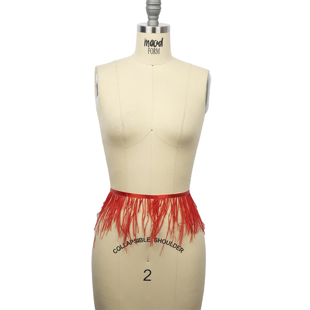 Ostrich Feather Fringe Trim 5" Single Ply - Red - Aviana Collection - Full