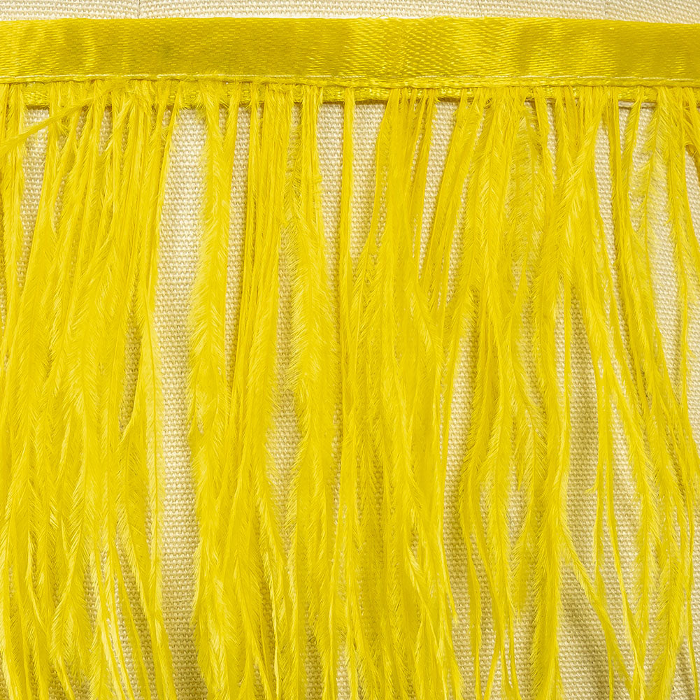 Ostrich Feather Fringe Trim 5" Single Ply - Golden Kiwi - Aviana Collection - Detail