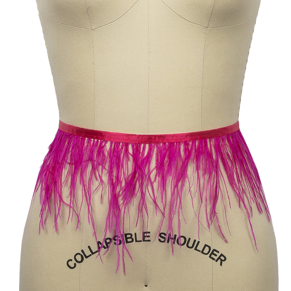 Ostrich Feather Fringe Trim 5" Single Ply - Fuchsia - Aviana Collection - Folded