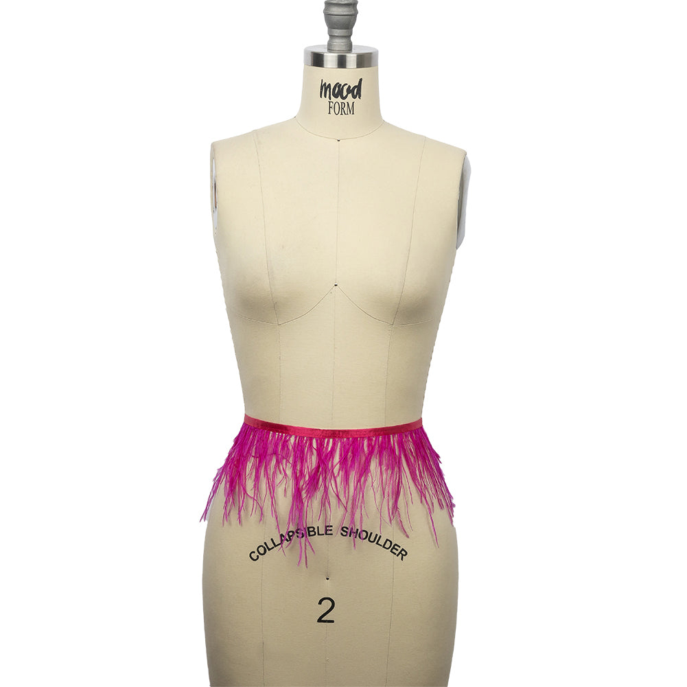 Ostrich Feather Fringe Trim 5" Single Ply - Fuchsia - Aviana Collection - Full