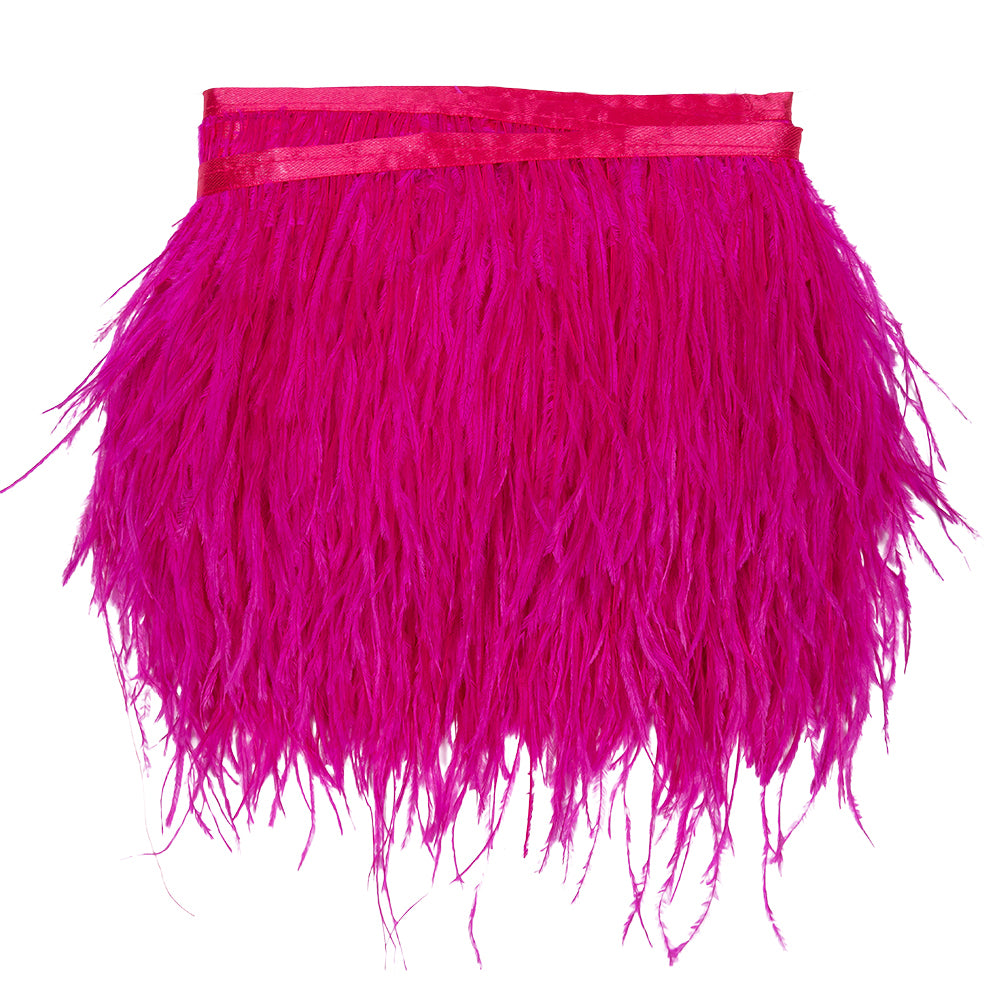 Ostrich Feather Fringe Trim 5" Single Ply - Fuchsia - Aviana Collection - Image 2 of 6
