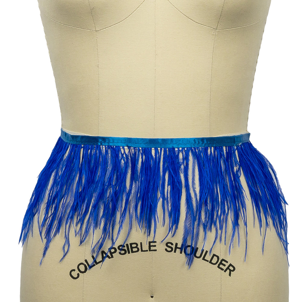 Ostrich Feather Fringe Trim 5" Single Ply - Blue - Aviana Collection - Folded