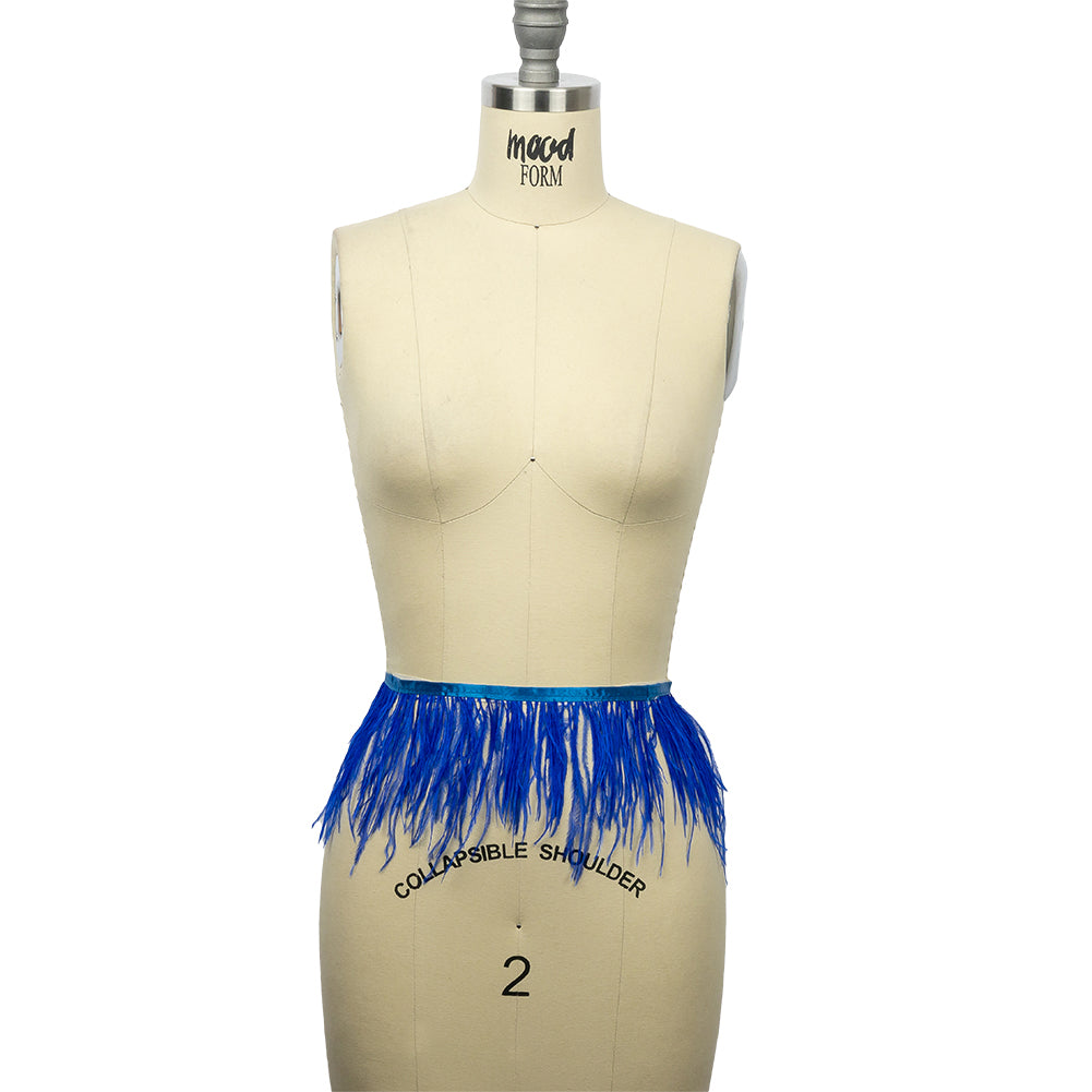 Ostrich Feather Fringe Trim 5" Single Ply - Blue - Aviana Collection - Full