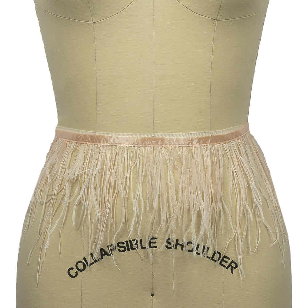 Ostrich Feather Fringe Trim 5" Single Ply - Peach - Aviana Collection - Folded
