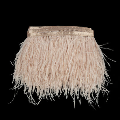 Ostrich Feather Fringe Trim 5" Single Ply - Nude - Aviana Collection