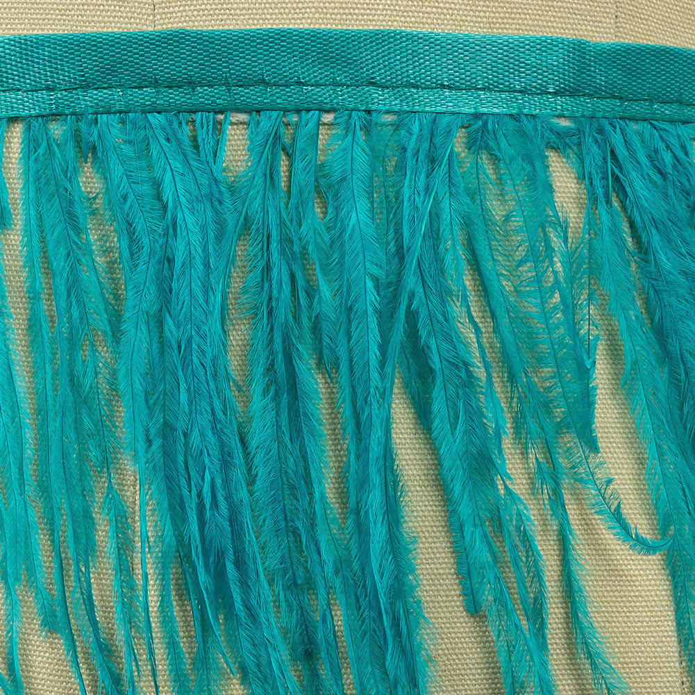Ostrich Feather Fringe Trim 5" Single Ply - Turquoise - Aviana Collection