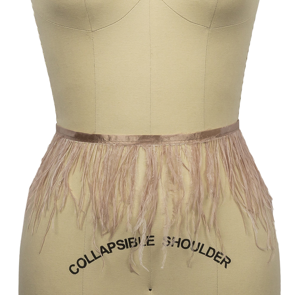 Ostrich Feather Fringe Trim 5" Single Ply - Blush - Aviana Collection - Folded