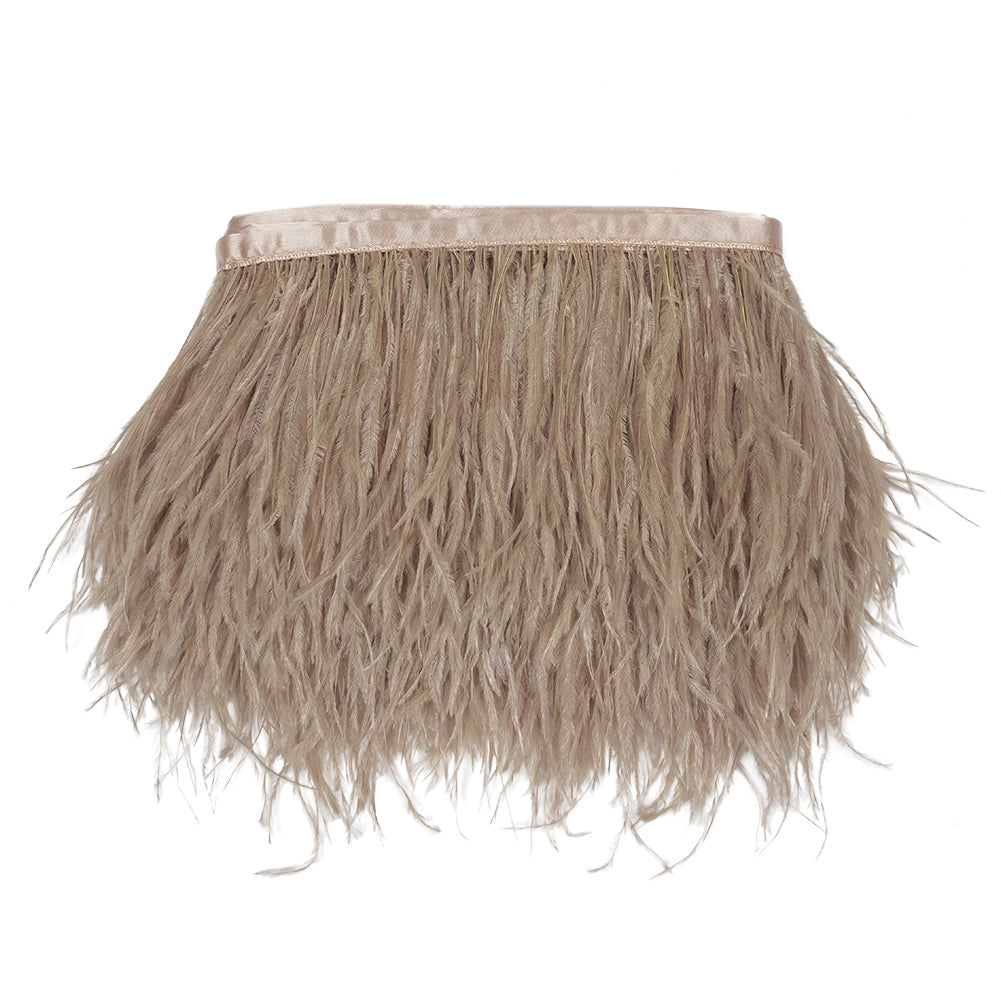 Ostrich Feather Fringe Trim 5" Single Ply - Light Taupe - Aviana Collection