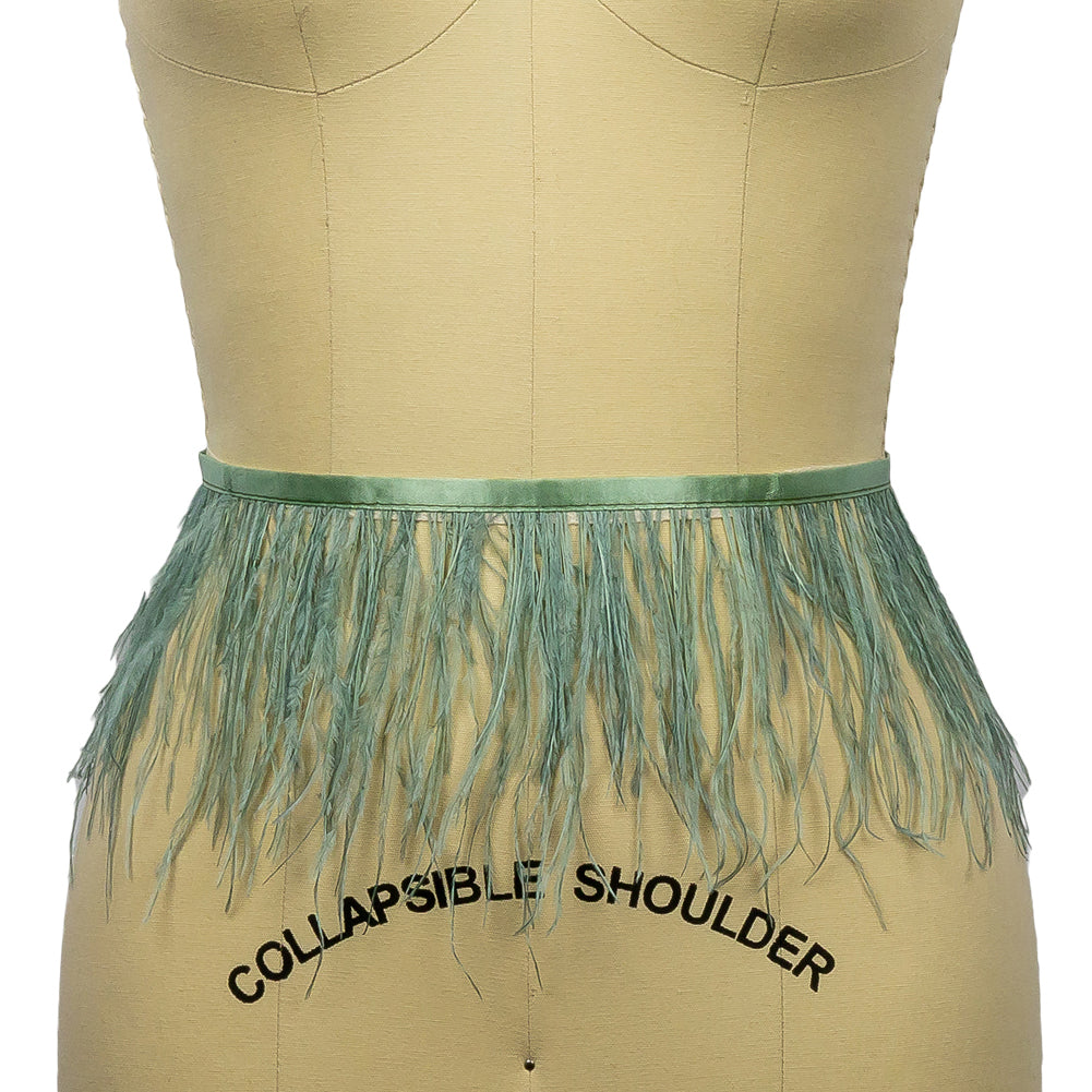 Ostrich Feather Fringe Trim 5" Single Ply - Jade - Aviana Collection - Folded