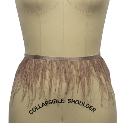 Ostrich Feather Fringe Trim 5" Single Ply - Taupe - Aviana Collection