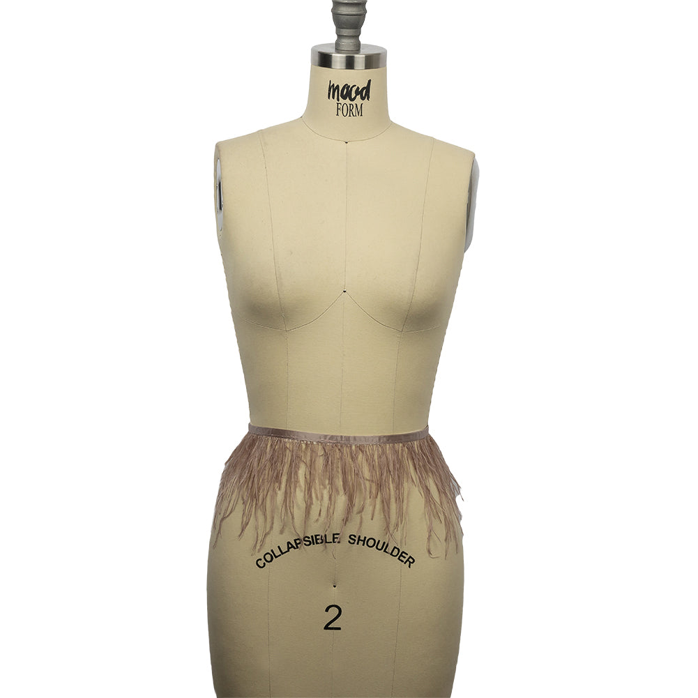 Ostrich Feather Fringe Trim 5" Single Ply - Taupe - Aviana Collection - Full