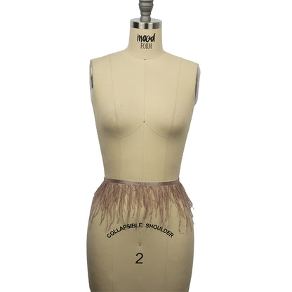 Ostrich Feather Fringe Trim 5" Single Ply - Taupe - Aviana Collection