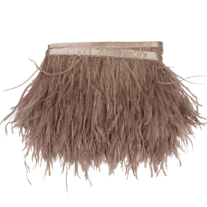 Ostrich Feather Fringe Trim 5" Single Ply - Taupe - Aviana Collection