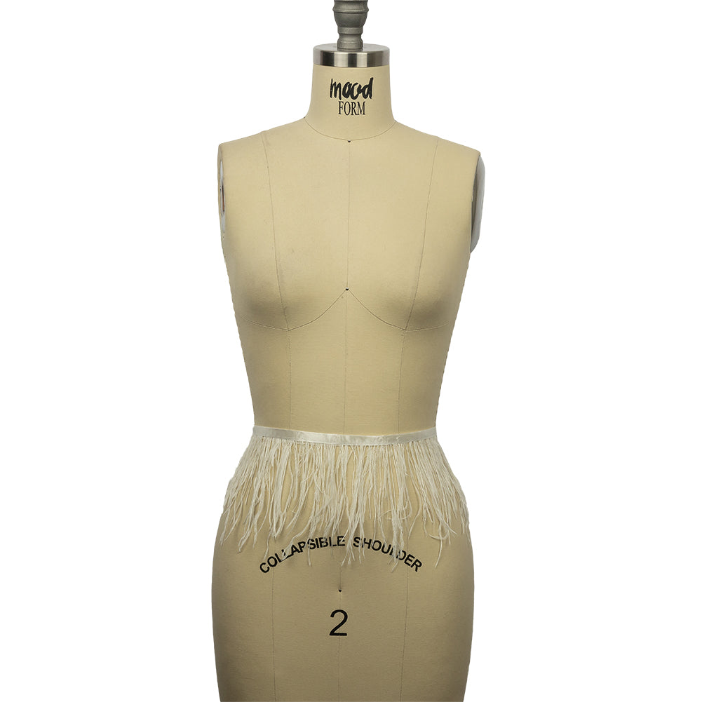 Ostrich Feather Fringe Trim 5" Single Ply - Snow White - Aviana Collection - Full