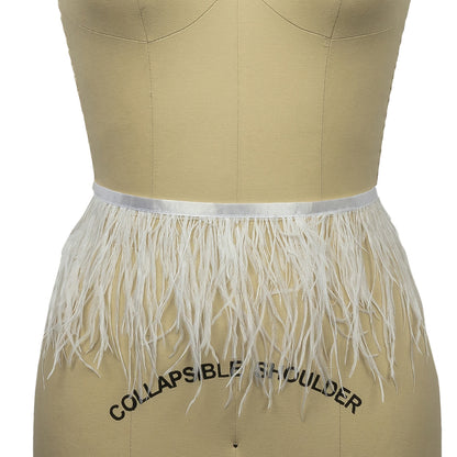 Ostrich Feather Fringe Trim 5" Single Ply - White - Aviana Collection