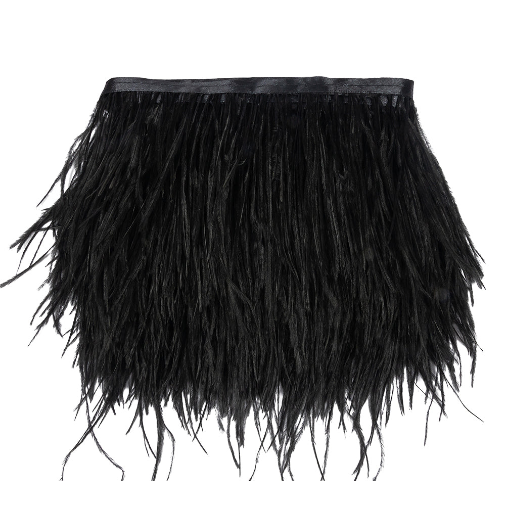 Ostrich Feather Fringe Trim 5" Single Ply - Black - Aviana Collection