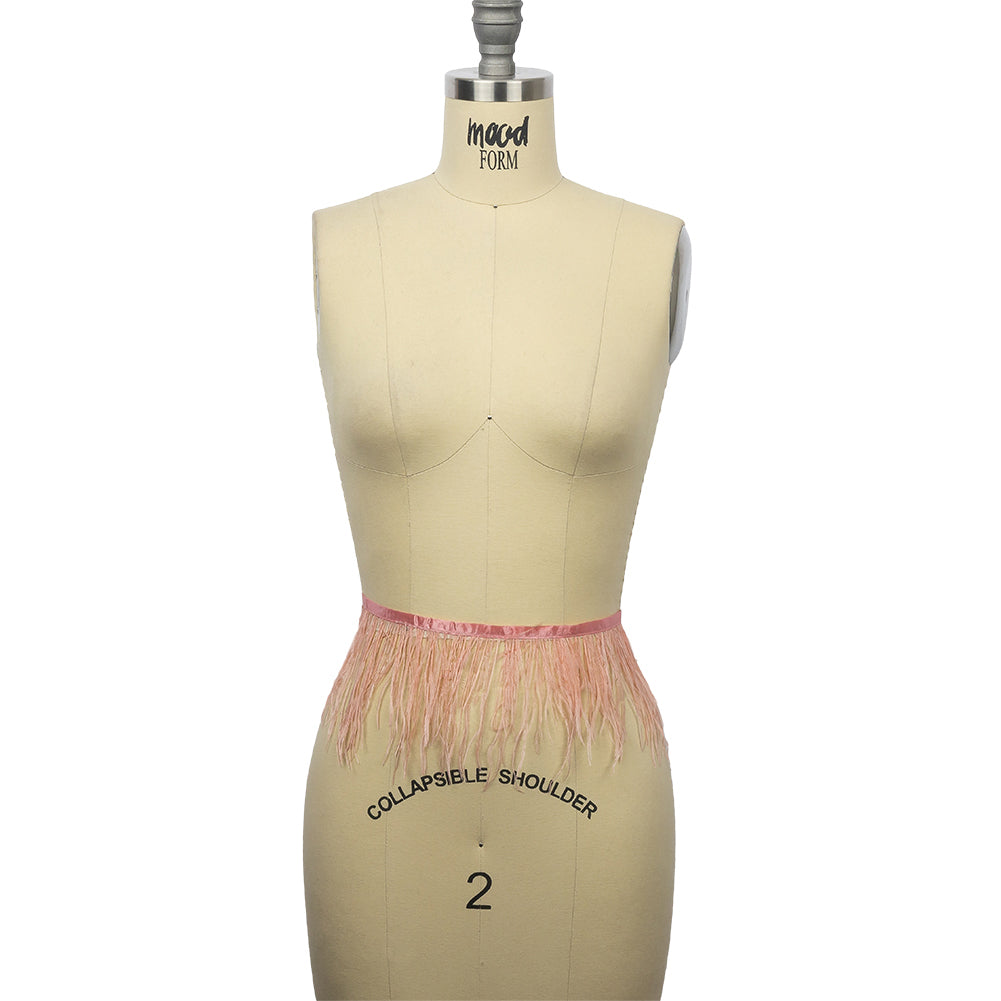 Ostrich Feather Fringe Trim 5" Single Ply - Light Coral - Aviana Collection