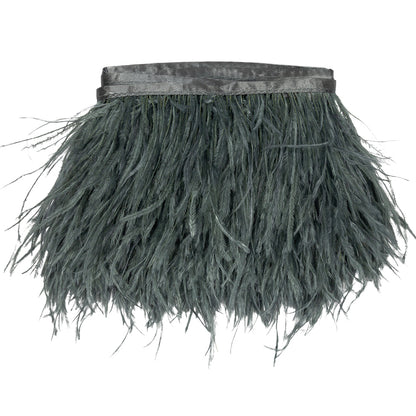 Ostrich Feather Fringe Trim 5" Single Ply - Dark Silver - Aviana Collection