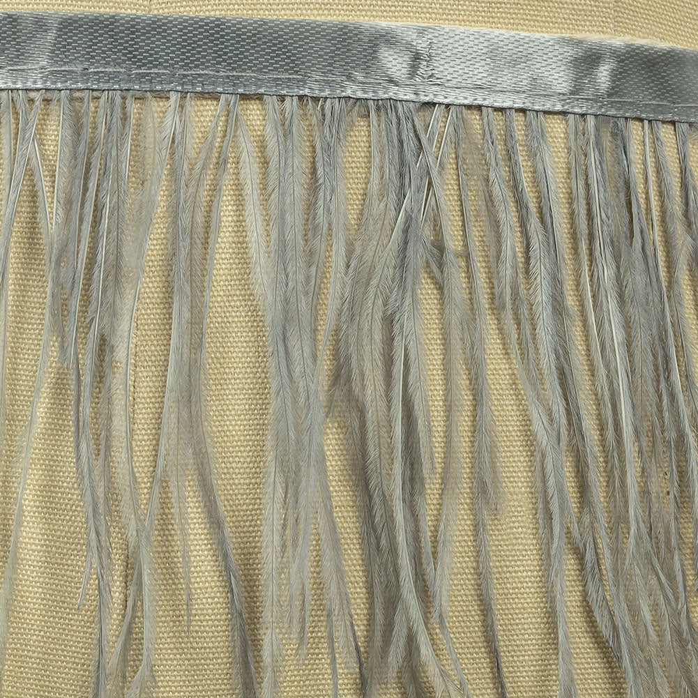 Ostrich Feather Fringe Trim 5" Single Ply - Silver - Aviana Collection - Detail