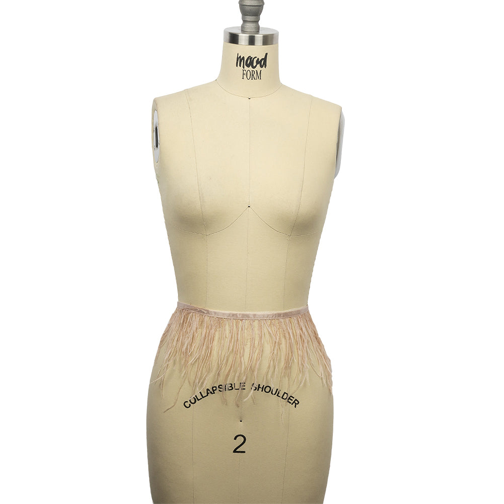Ostrich Feather Fringe Trim 5" Single Ply - Dark Nude - Aviana Collection