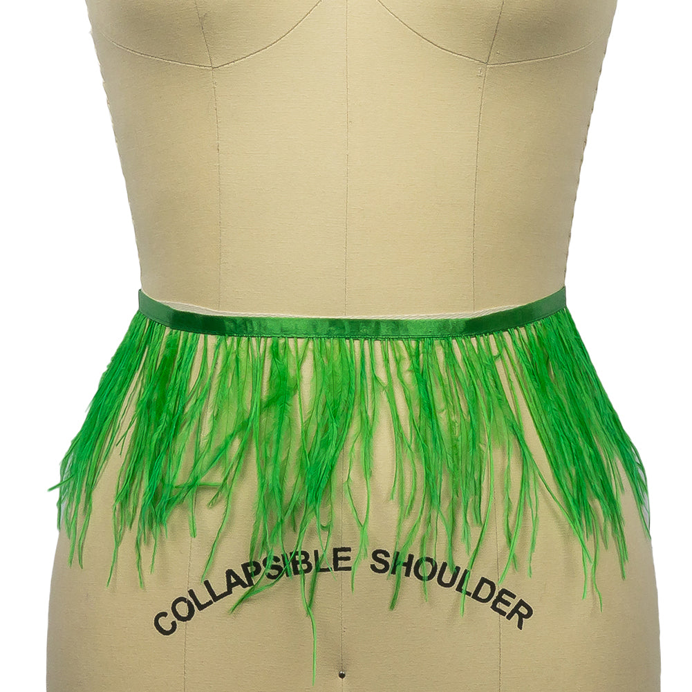 Ostrich Feather Fringe Trim 5" Single Ply - Fern Green - Aviana Collection - Folded