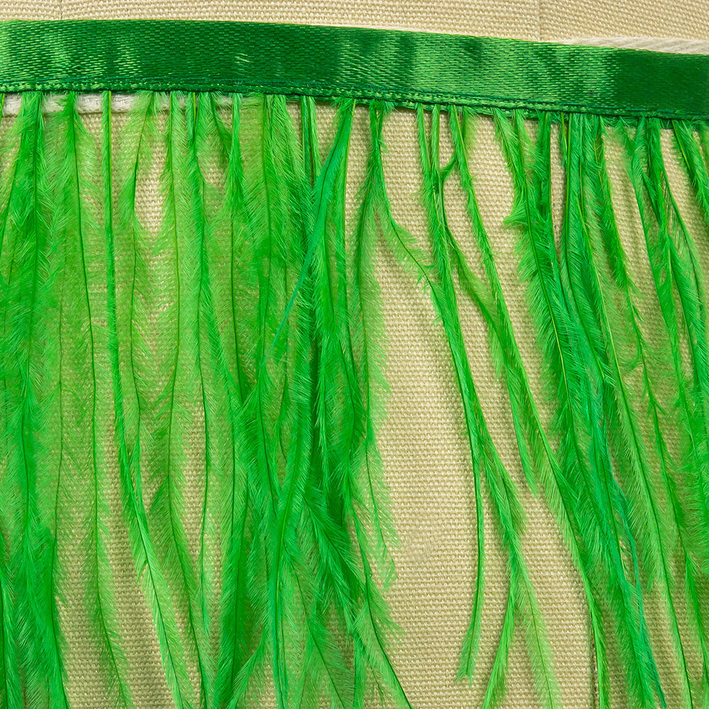 Ostrich Feather Fringe Trim 5" Single Ply - Fern Green - Aviana Collection - Detail