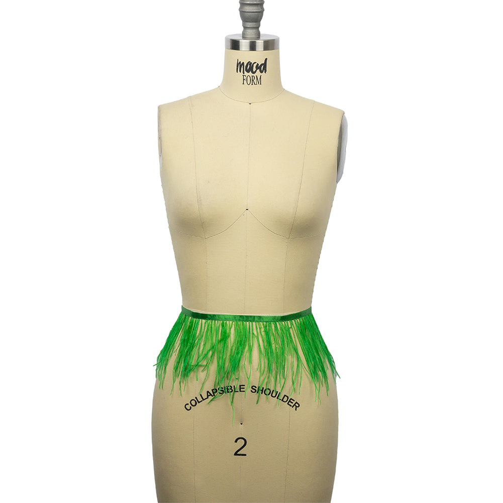 Ostrich Feather Fringe Trim 5" Single Ply - Fern Green - Aviana Collection - Full