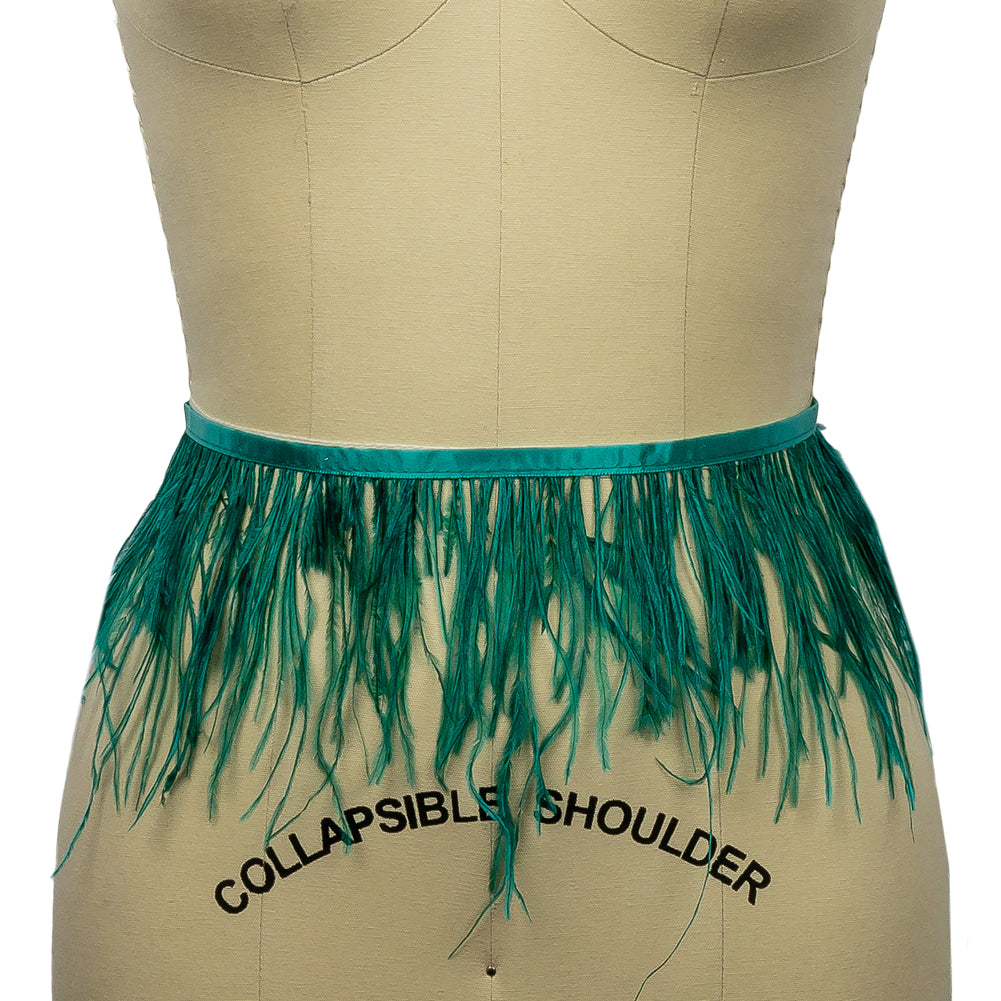 Ostrich Feather Fringe Trim 5" Single Ply - Teal - Aviana Collection - Folded