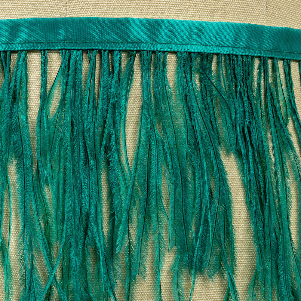 Ostrich Feather Fringe Trim 5" Single Ply - Teal - Aviana Collection - Detail