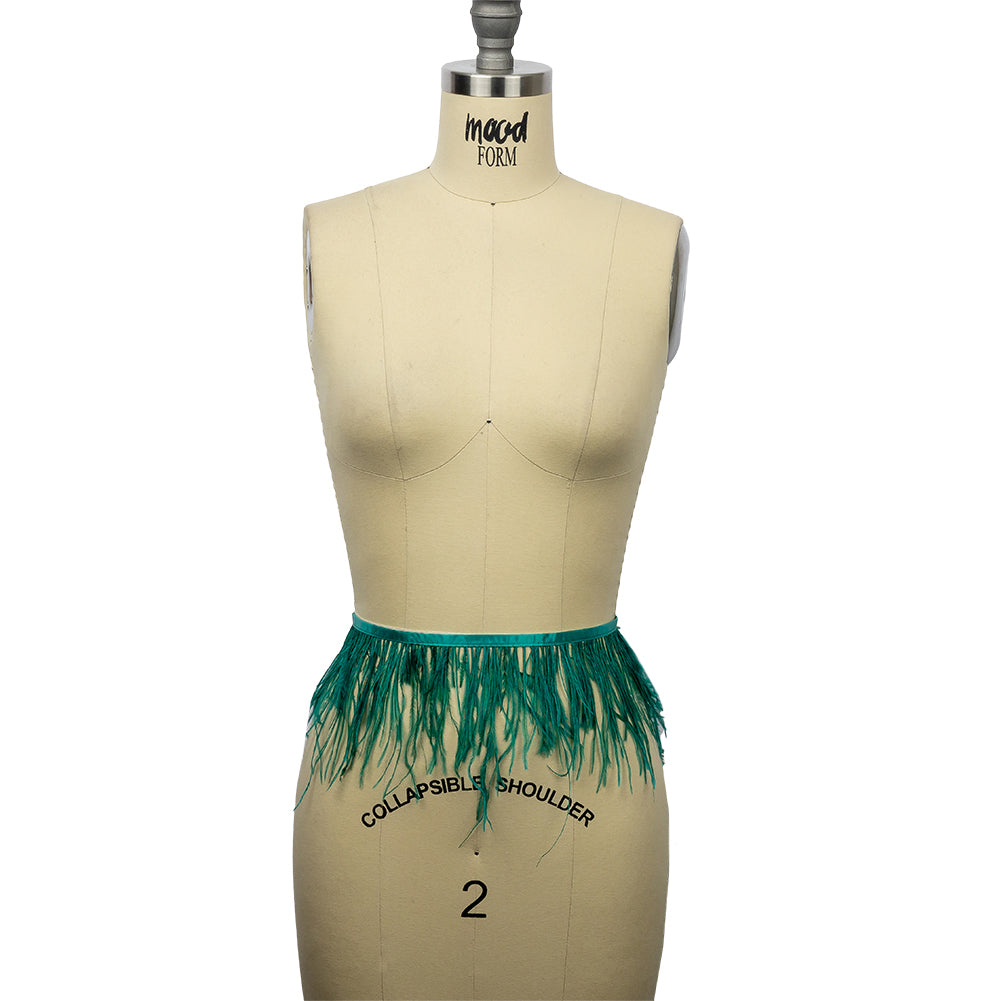 Ostrich Feather Fringe Trim 5" Single Ply - Teal - Aviana Collection - Full