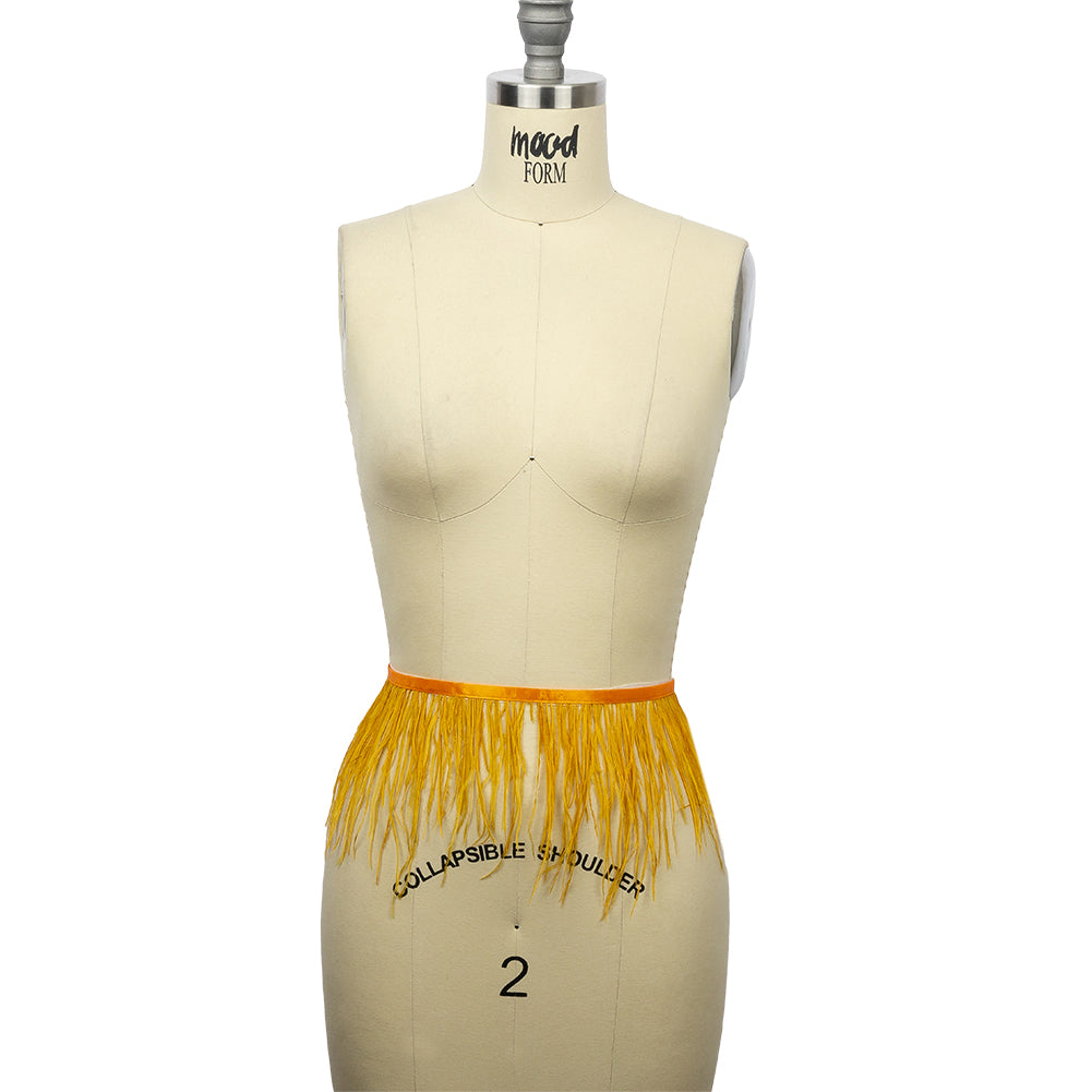 Ostrich Feather Fringe Trim 5" Single Ply - Dark Yellow - Aviana Collection - Full