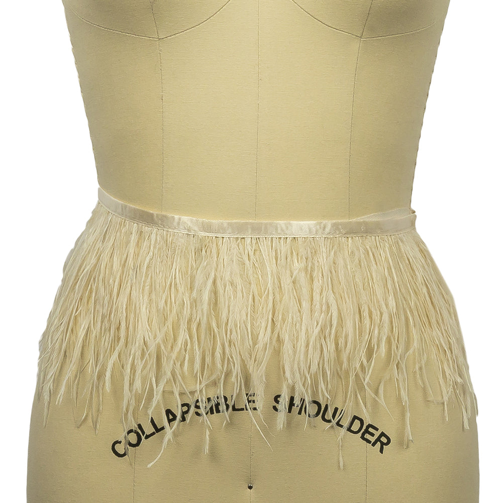 Ostrich Feather Fringe Trim 5" Two Ply - Bone White - Aviana Collection - Folded