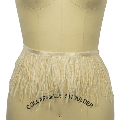 Ostrich Feather Fringe Trim 5" Two Ply - Bone White - Aviana Collection