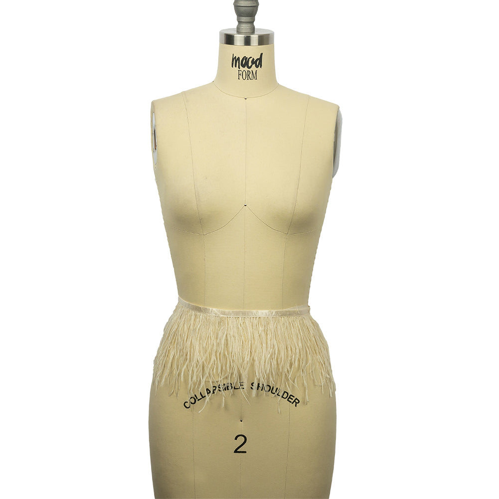 Ostrich Feather Fringe Trim 5" Two Ply - Bone White - Aviana Collection - Full