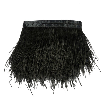 Ostrich Feather Fringe Trim 5" Two Ply - Black - Aviana Collection
