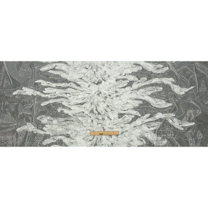 Metallic Silver Mesh with White Leafy VIne 3D Lace Applique