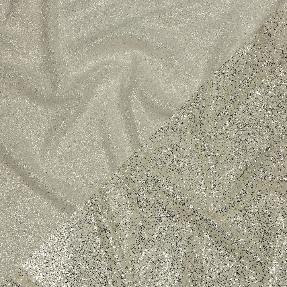 Double Faced Glitter Tulle - Off White and Silver - Gala Collection
