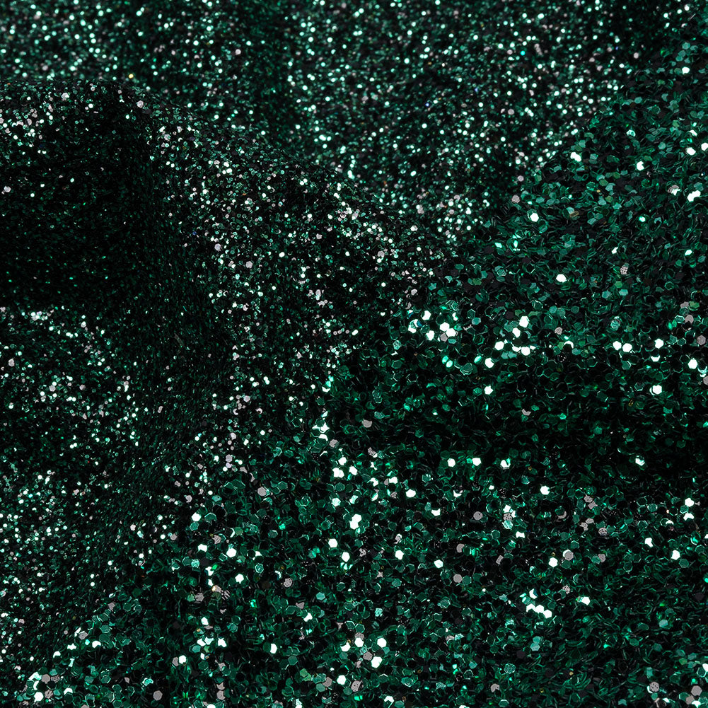 Double Faced Glitter Tulle - Dark Emerald and Black - Gala Collection