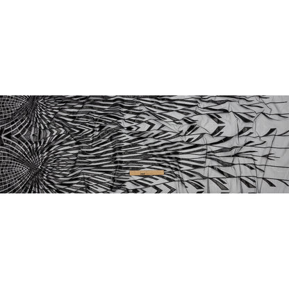 Geometric Feathers Glitter Tulle - Black