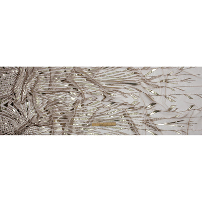 Geometric Feathers Glitter Tulle - Dark Beige and Gold