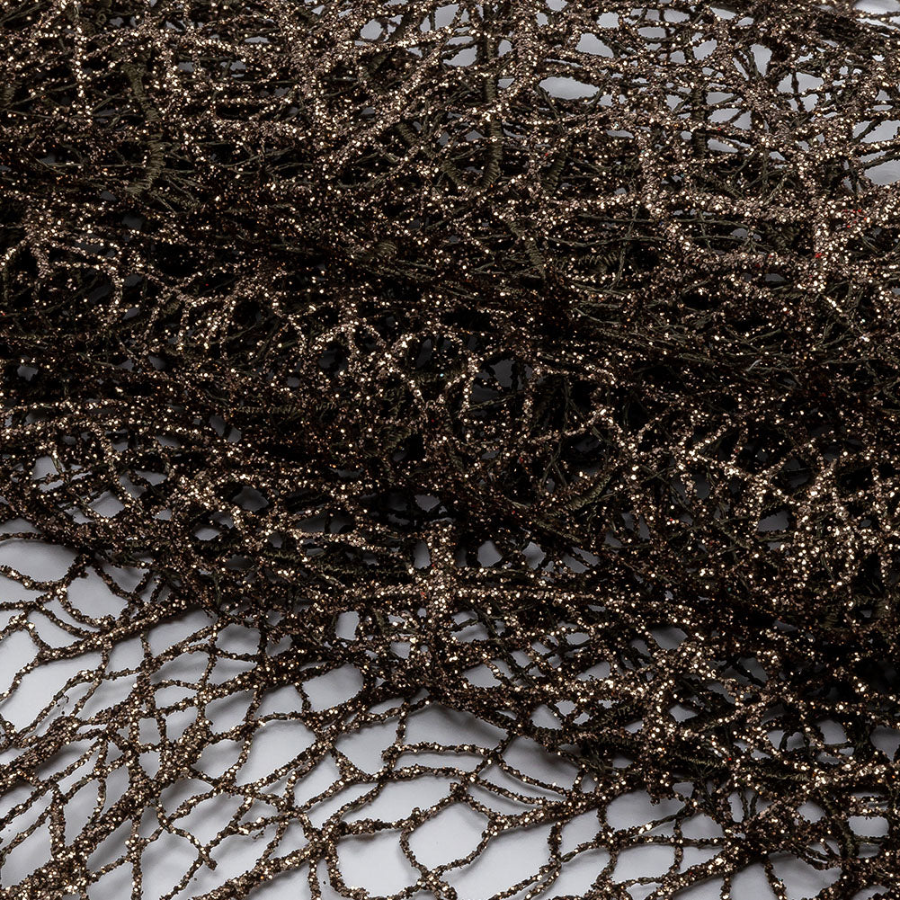 Guipure Lace with Glitter - Mink Webbed Branches