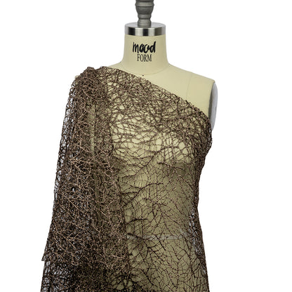 Guipure Lace with Glitter - Mink Webbed Branches