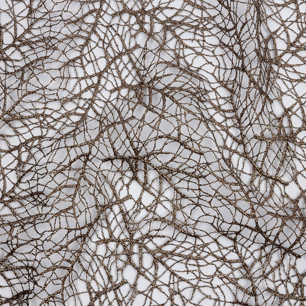 Guipure Lace with Glitter - Mink Webbed Branches