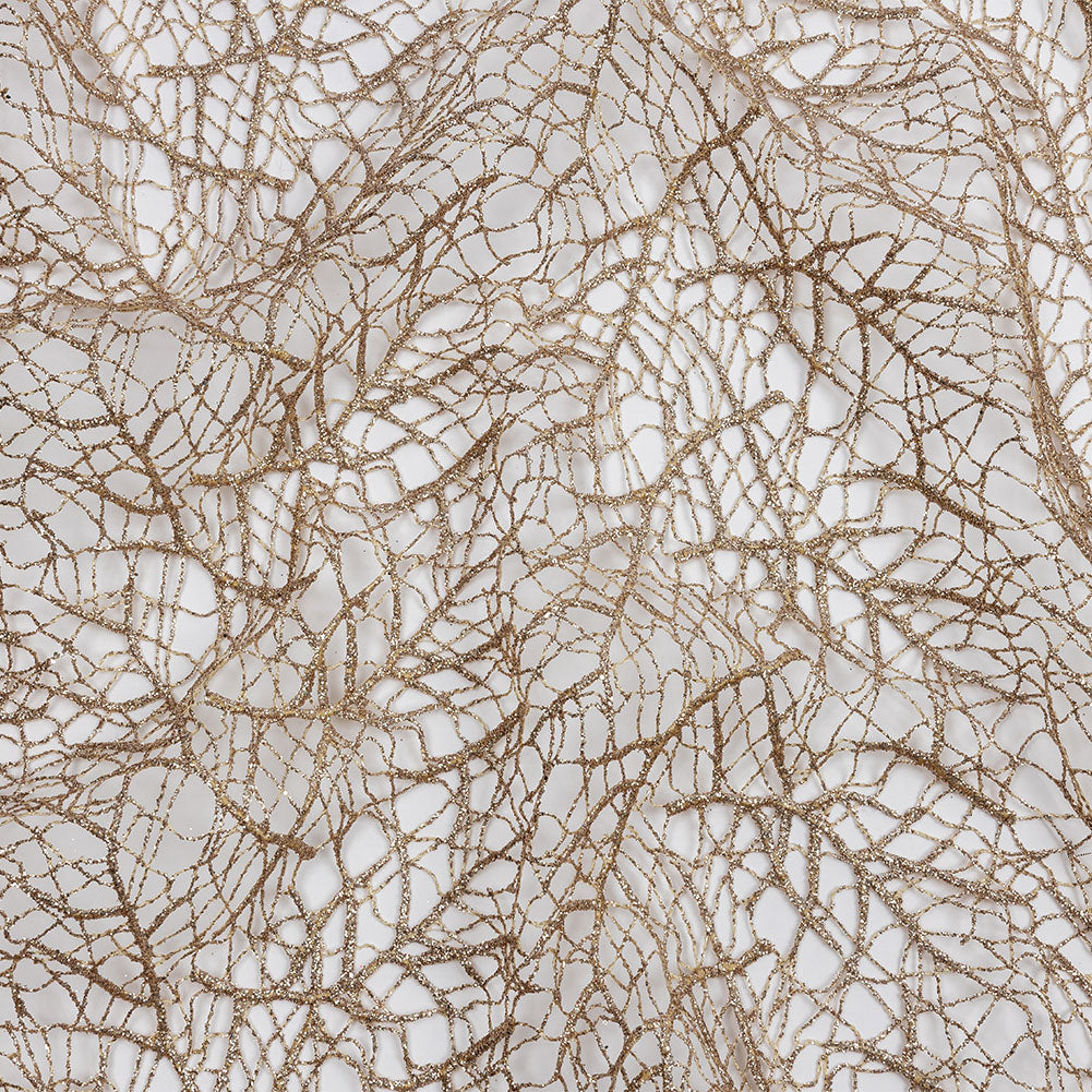 Guipure Lace with Glitter - Warm Beige Webbed Branches