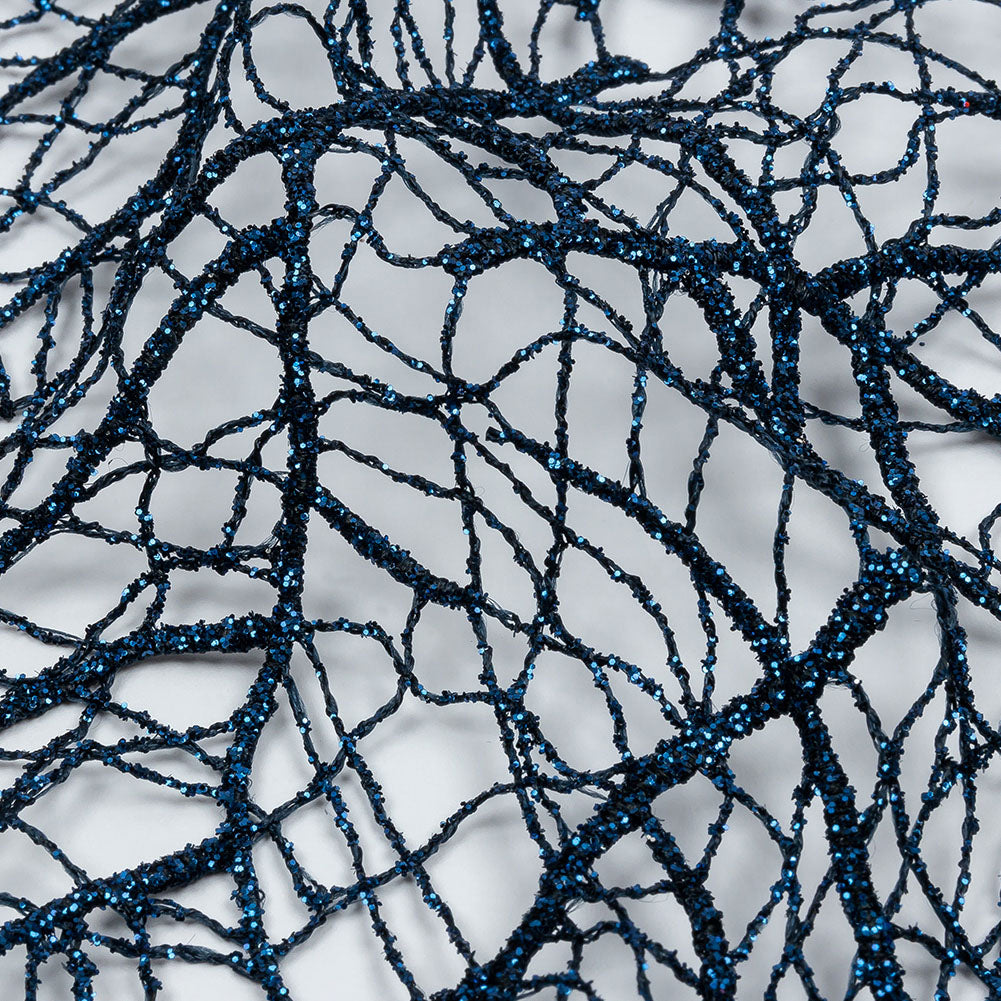 Guipure Lace with Glitter - Navy Webbed Branches