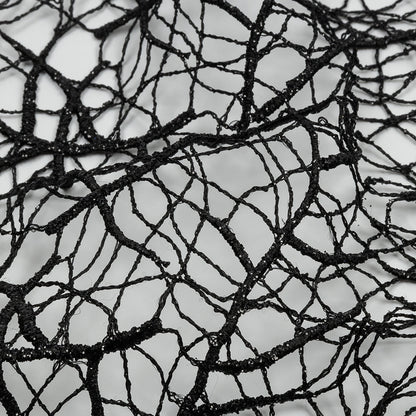 Guipure Lace with Glitter - Black Webbed Branches