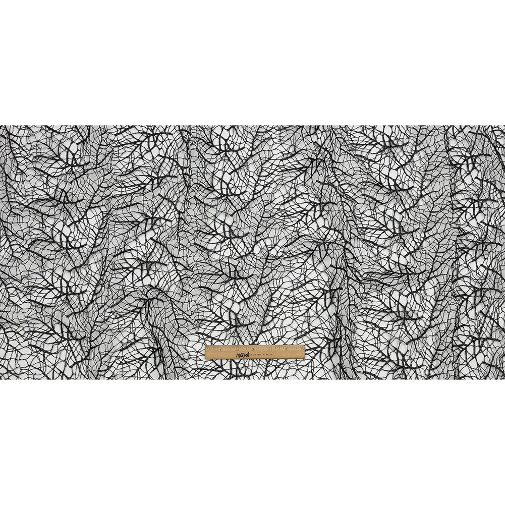 Guipure Lace with Glitter - Black Webbed Branches