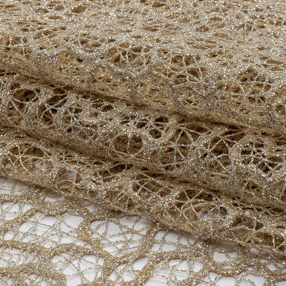 Guipure Lace with Glitter - Nude Meandering Lines