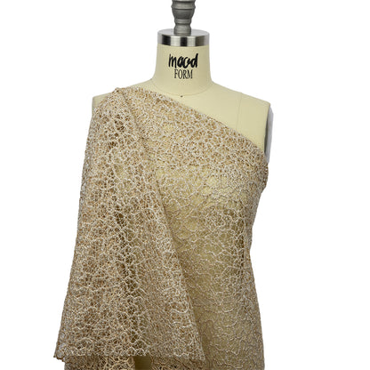 Guipure Lace with Glitter - Nude Meandering Lines